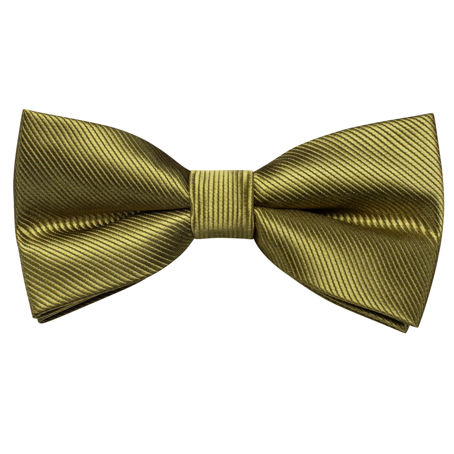 Olive Green Solid Silk Pre-tied Bow Tie Hanky Cufflinks Set