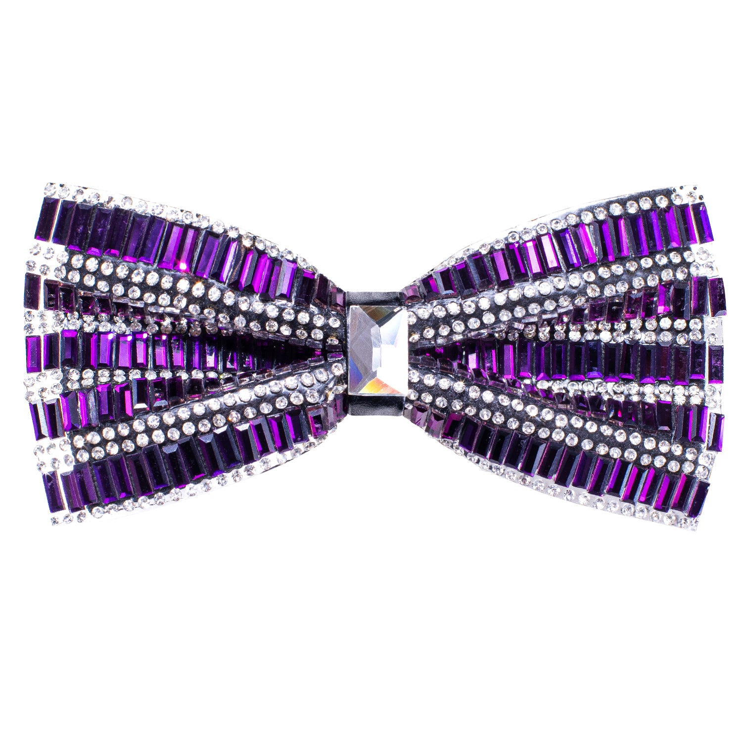 Purple White Shining Rhinestone Pre-tied Adjustable Length Bow Tie