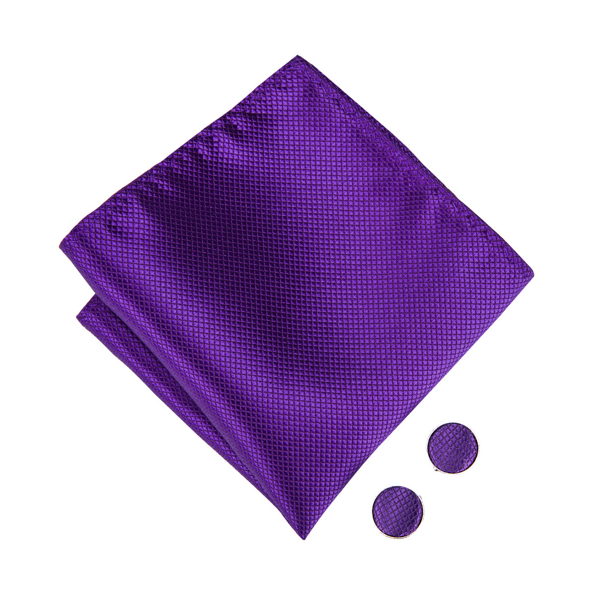 Solid Purple Pre-tied Bow Tie Hanky Cufflinks Set
