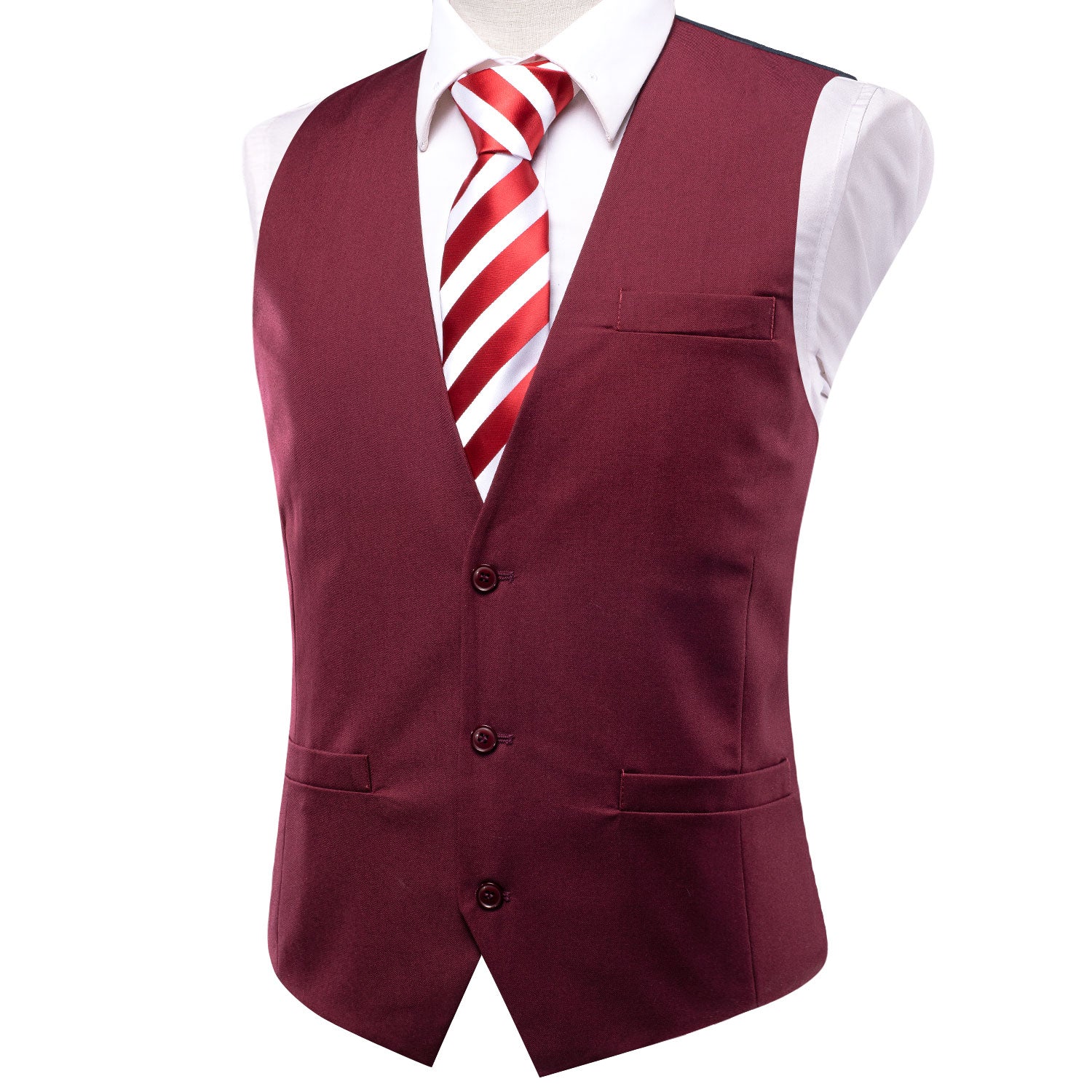 New Burgundy Red Solid Silk Men's Single Vest Waistcoat