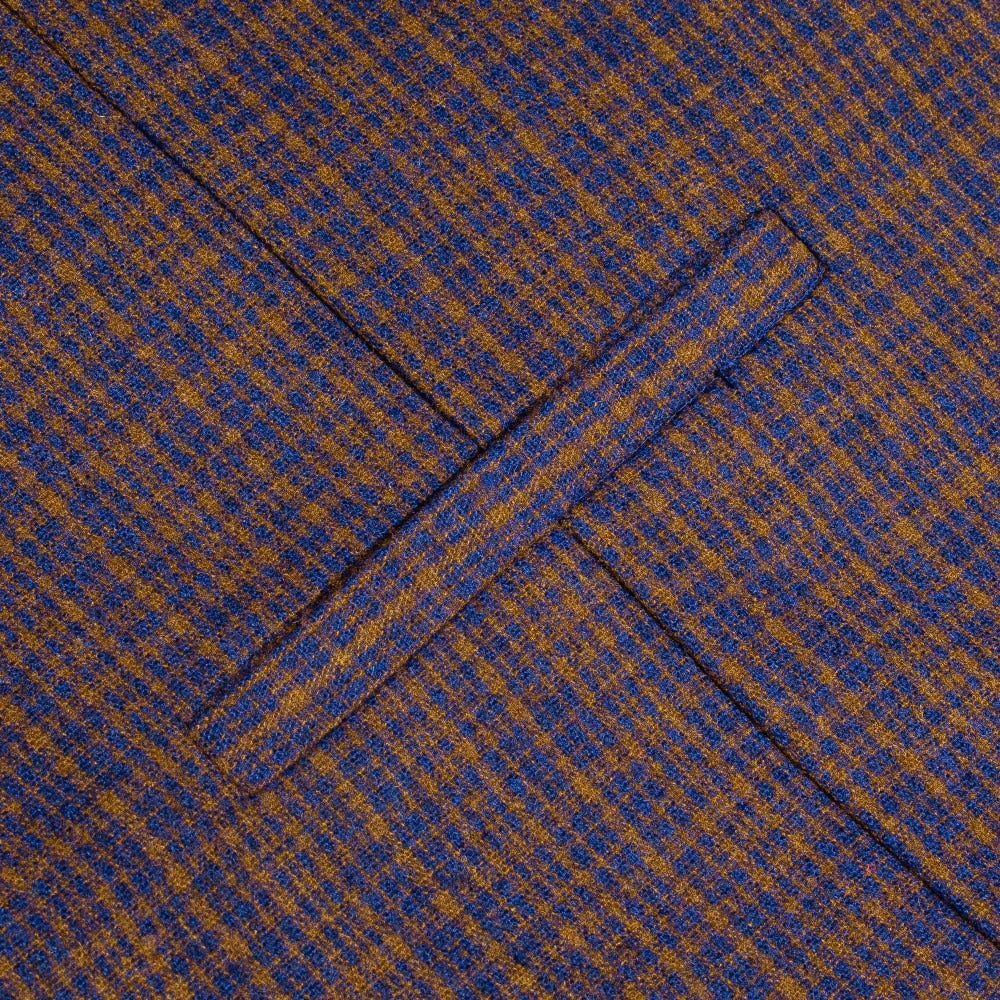 New Blue Golden Plaid Wool Men's Single Vest Waistcoat