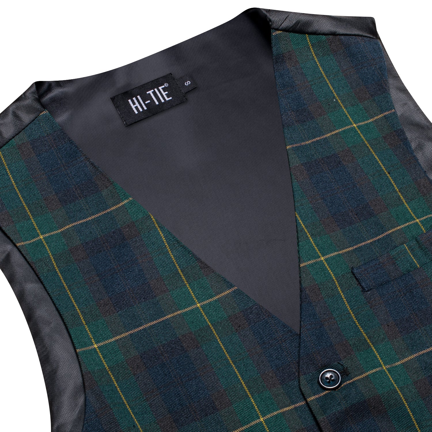 New Green Blue Yellow Plaid Silk England Style Men's Single Vest Waistcoat