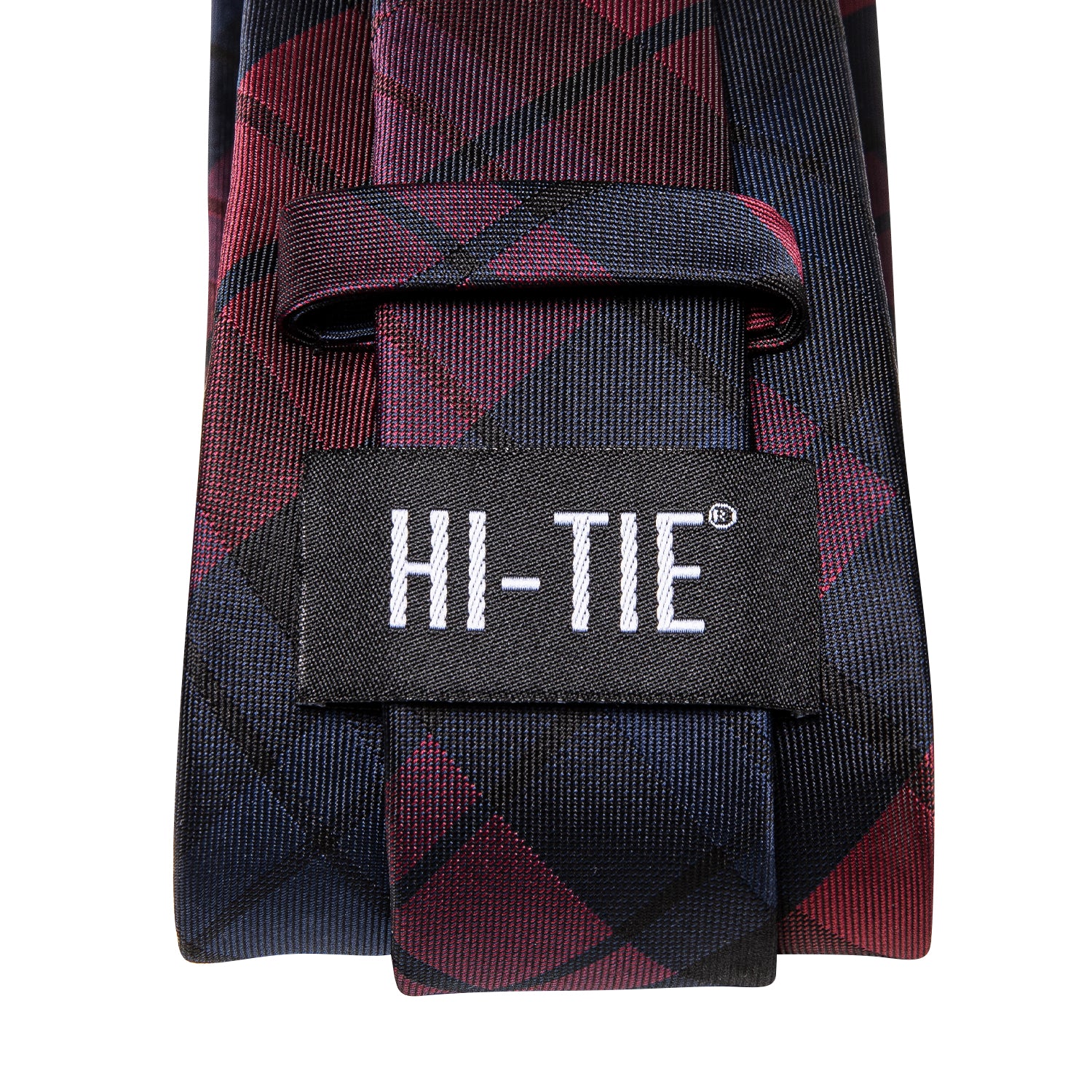 Classic Red Blue Plaid Tie Pocket Square Cufflinks Set