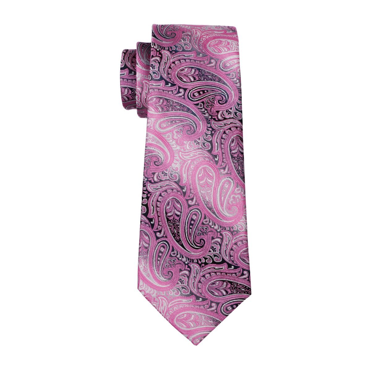 Pink Paisley Tie Pocket Square Cufflinks Gift Box Set