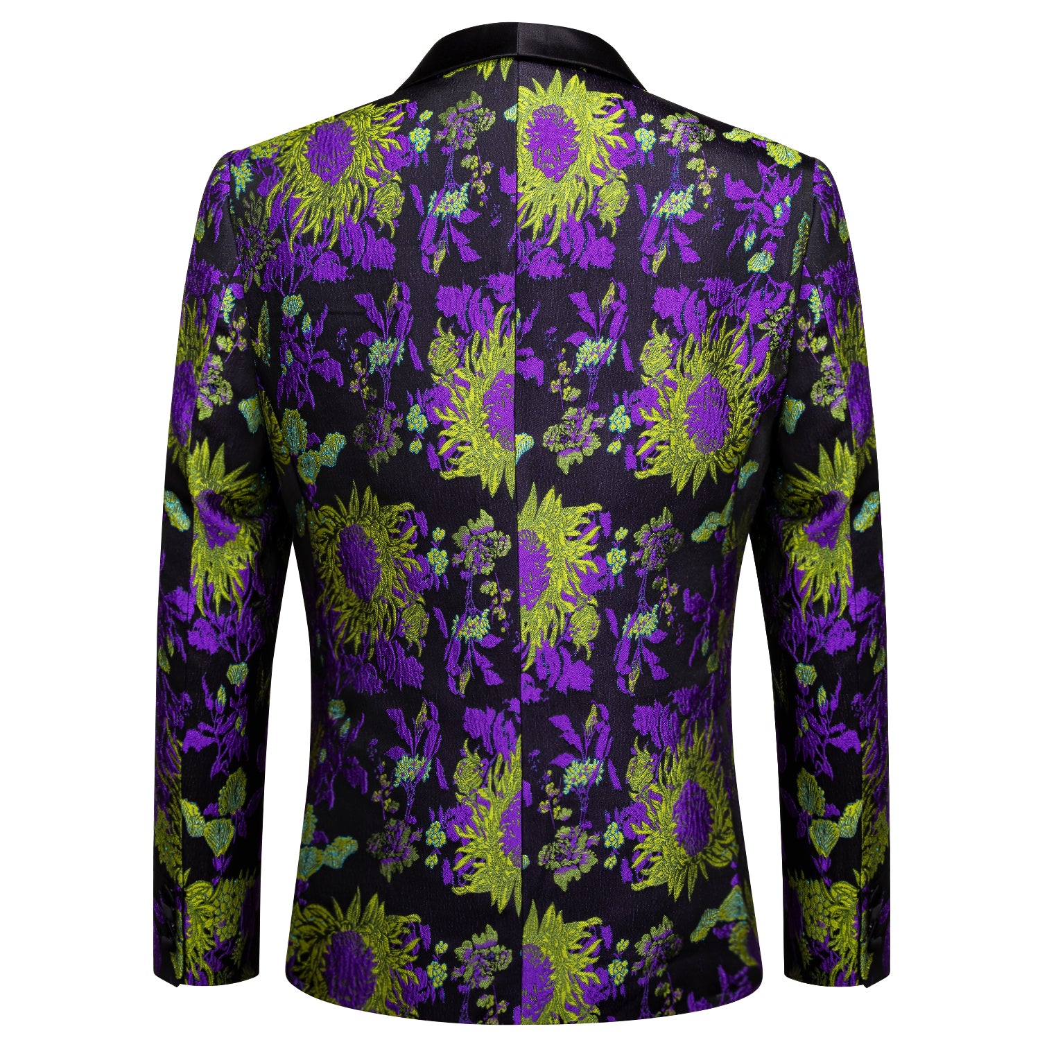 New Luxury Black Yellow Purple Floral Men's Suit Set