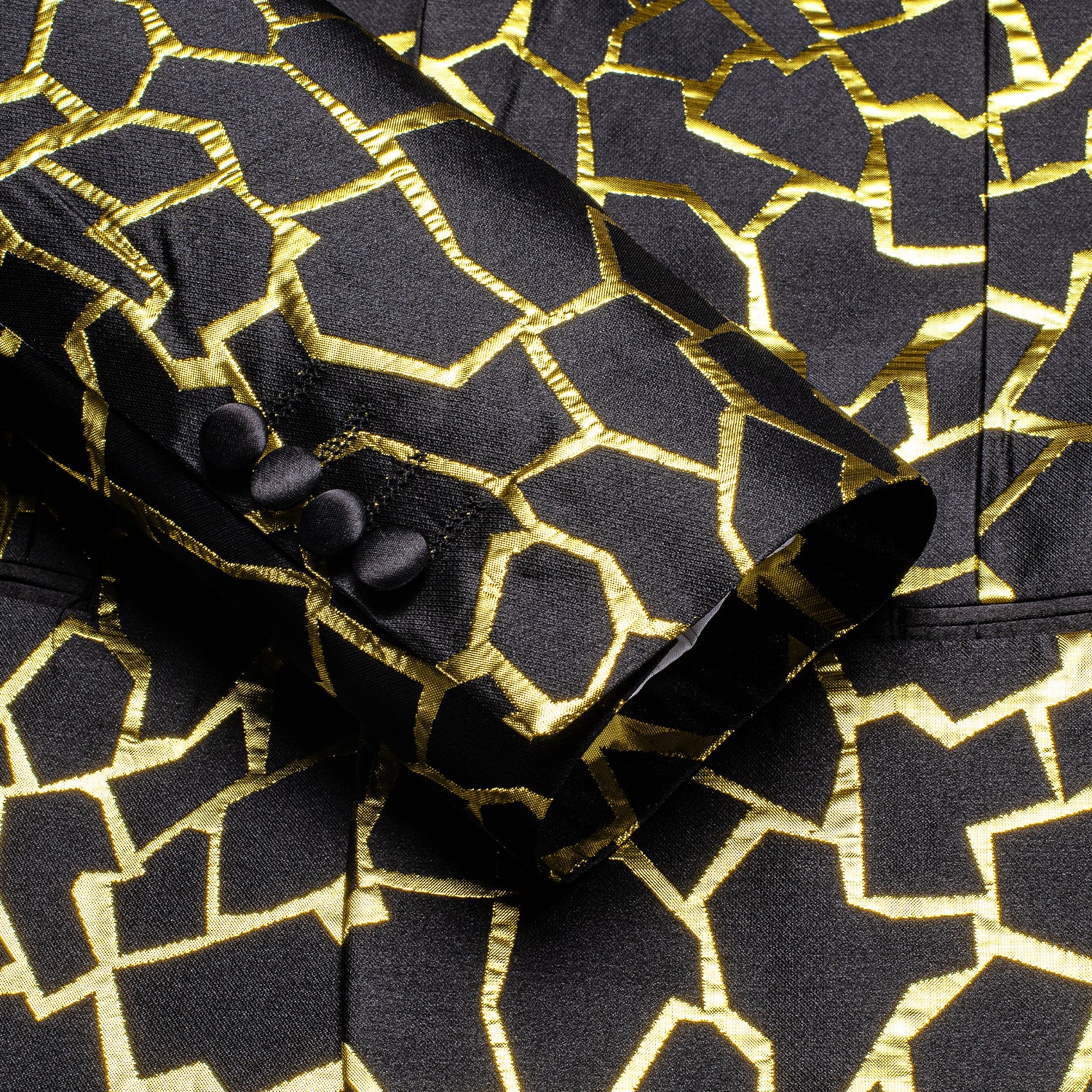 New Luxury Black Golden Irregular Plaid Men's Suit Set